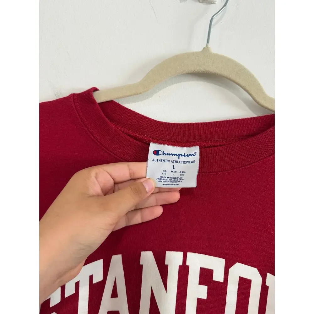 Champion Standford University Red Green Pine Crewneck Sweatshirt Size L
